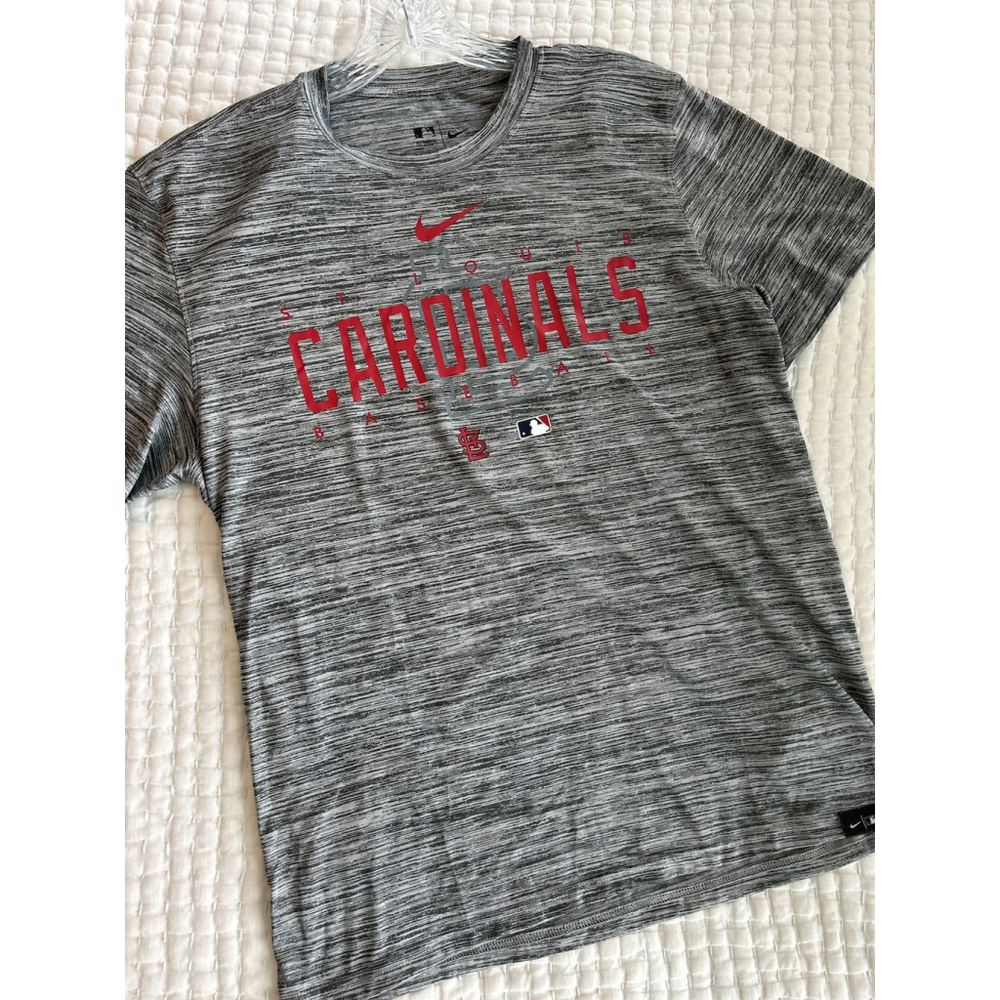 St Louis Cardinals Adult Medium Gray Short Sleeve Tee Nike Dri-Fit MLB Men